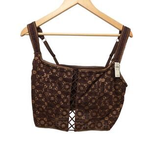 Aerie‎ Show Off Lace Bra Top Dark Maple XXL Floral Eyelet Cottagecore Boho Fall